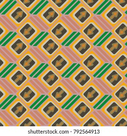 Seamless abstract pattern with arrows on button.