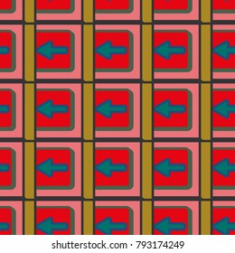 Seamless abstract pattern with arrows on button.