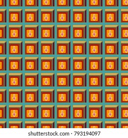 Seamless abstract pattern with arrows on button.