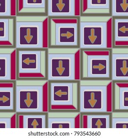 Seamless abstract pattern with arrows on button.