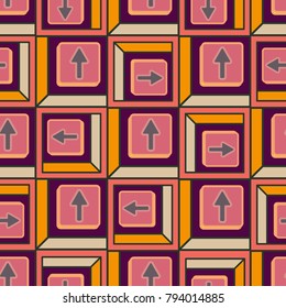 Seamless abstract pattern with arrows on button.
