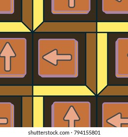 Seamless abstract pattern with arrows on button.