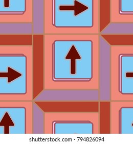 Seamless abstract pattern with arrows on button.