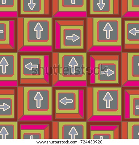 Seamless abstract pattern with arrows on button.