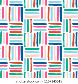 Seamless abstract pattern art. Texture with Hand Painted Crossing Brush Strokes for Print. Rustic texture background. Modern graphics. Vector illustration.