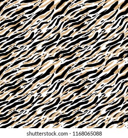 Seamless abstract pattern art. Texture with Hand Painted Crossing Brush Strokes for Print. Animal fur texture background. Modern graphics. Vector illustration.