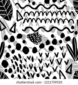 Seamless abstract pattern art. Texture with Hand Painted Crossing Brush Strokes for Print. Drawing texture background. Modern graphics. Vector illustration.