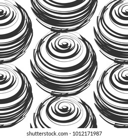 Seamless abstract pattern, artistic texture, drawn background with circles, decorative vector template design.Black and white