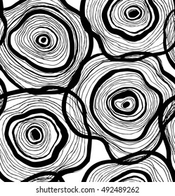Seamless abstract pattern, artistic texture, drawn background with circles, decorative vector template design