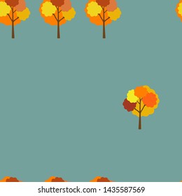 Seamless abstract pattern with autumn trees on light color background.  Set of colorful trees. Vector illustration, doodle style.