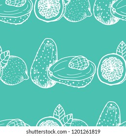 seamless abstract pattern with avocado and lemon