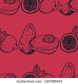 seamless abstract pattern with avocado and lemon