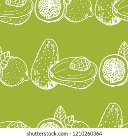 seamless abstract pattern with avocado and lemon