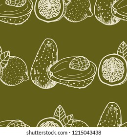 seamless abstract pattern with avocado and lemon