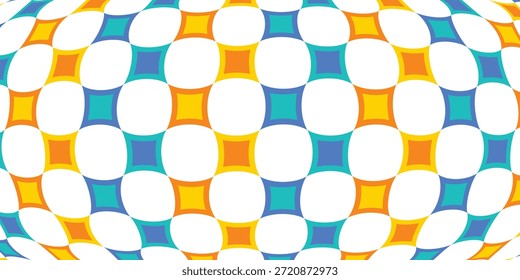 Fondo abstracto inconsútil del modelo con las Formas cuadradas coloridas. Formas redondas en forma de estrella y negativas
