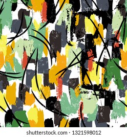 seamless abstract pattern background, illustration with paint strokes and splashes