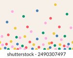 Seamless abstract pattern, background of multicolor falling confetti, polka dots on a light background, flat style