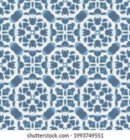 Seamless abstract pattern background with a variety of circles. Blue colors Circle flower Geometric pattern.