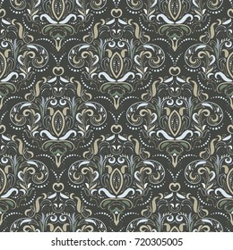 Seamless abstract pattern in Baroque style. Decorative and design elements for textile or book covers, manufacturing, wallpapers, print, gift wrap.