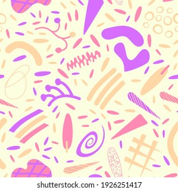 Seamless abstract pattern. Beautiful texture for textile or paper print. Vector illustration. Cute colorful background.