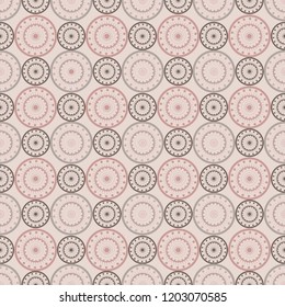 Seamless abstract pattern beige two tone colors. Circle pattern stripe abstract background vector.