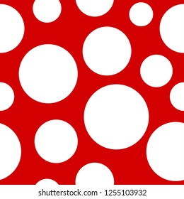 Seamless abstract pattern with big white circles on red background. Kaleidoscope background. Bright wallpaper, good for printing. Summer Vector illustration.