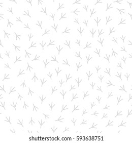 Seamless abstract pattern with bird trail. Vector illustration. Bird footprints track black and white.