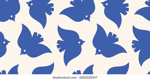 Seamless abstract pattern with birds. Contemporary simple background