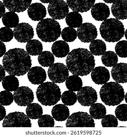 Seamless abstract pattern of black balls on a white background, vector