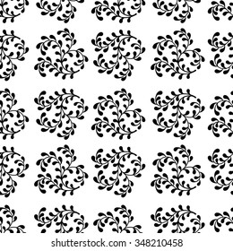 seamless abstract pattern of black branches on a white background.vector illustration