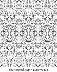 seamless abstract pattern with black curls on a white background