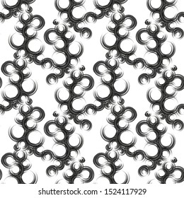 Seamless abstract pattern. Black and gray curls on a white background. Print for textiles. Vector illustration.