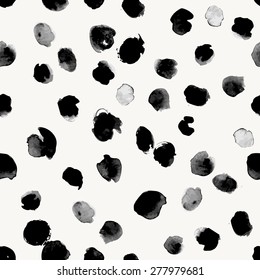 Seamless Abstract Pattern With Black Ink Dots. Vector Illustration