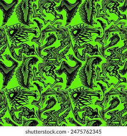 seamless abstract pattern in black on green background, vector
