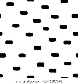 Seamless abstract pattern with black shabby spots and blots on white background. Geometric background.  Vector illustration.  Mosaic with shabby bricks.  Good for textile and wrapping