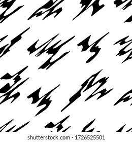 Seamless abstract pattern of black shapes on a white background