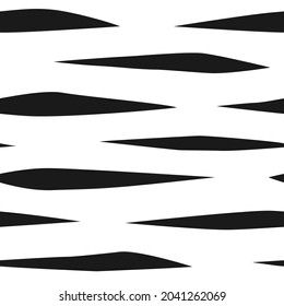 Seamless abstract pattern with black tiger stpites on white background. Geometric tiger skin background.  Vector illustration. Animal pattern. black and white print