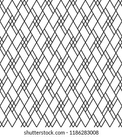 Seamless abstract pattern in black and white color.Based on japanese pattern shoji kumiko.Average thickness.