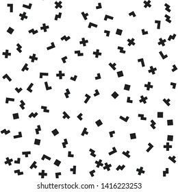 Seamless abstract pattern. Black and white chaotic pixel elements. Stylish geometrical background for fabric, textile, design, ceramic.