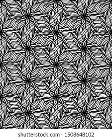 Seamless abstract pattern. black and white linear illustration for coloring. Vector coloring book for adult.