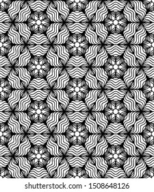 Seamless abstract pattern. black and white linear illustration for coloring. Vector coloring book for adult.