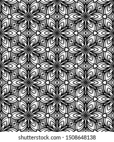 Seamless abstract pattern. black and white linear illustration for coloring. Vector coloring book for adult.