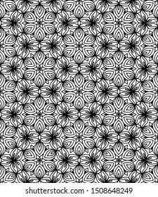 Seamless abstract pattern. black and white linear illustration for coloring. Vector coloring book for adult.