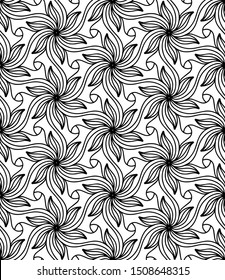 Seamless abstract pattern. black and white linear illustration for coloring. Vector coloring book for adult.