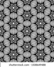 Seamless abstract pattern. black and white linear illustration for coloring. Vector coloring book for adult.