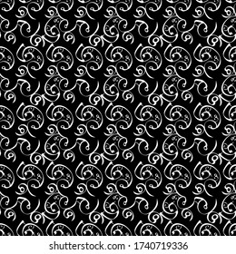 Seamless abstract pattern. Black and white colors. Hand drawn vector background. Trendy textile, fabric, wrapping, wallpaper.