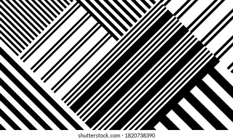 Seamless abstract pattern with black white striped lines. Vector  background, texture. Futuristic element, technologic design.