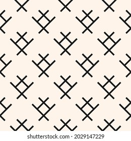 Seamless abstract pattern. Black and white background. Simple doodle linear shape endless wallpaper. Funny decorative backdrop for wrapping, fabric design, textile print. Vector illustration