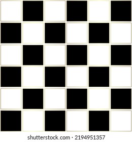 Seamless abstract pattern with black and white tile with golden line for fabric, textile prints, covers for gifts etc.