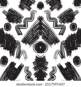 Seamless abstract pattern in black and white. Vector illustration.